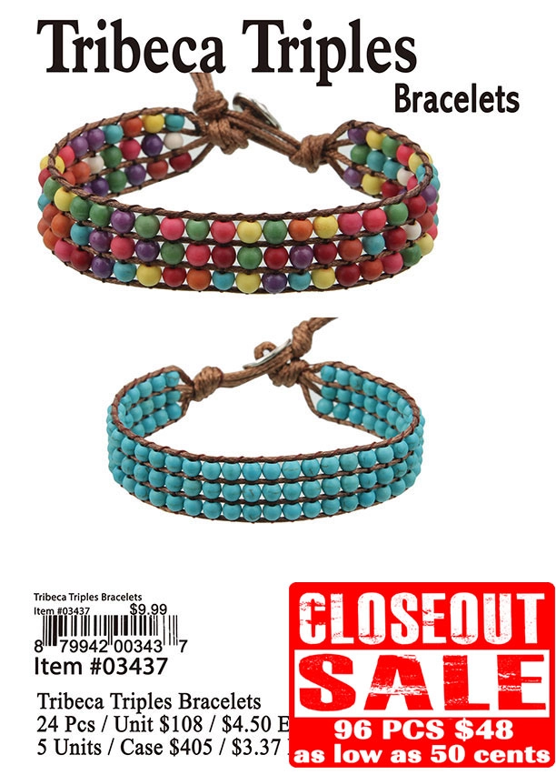 Tribal Triples Bracelets - Closeout 96 Pcs.